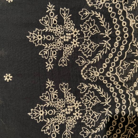 American Eagle Outfitters Boho Navy Blouse with White Embroidery - Picture 6 of 7